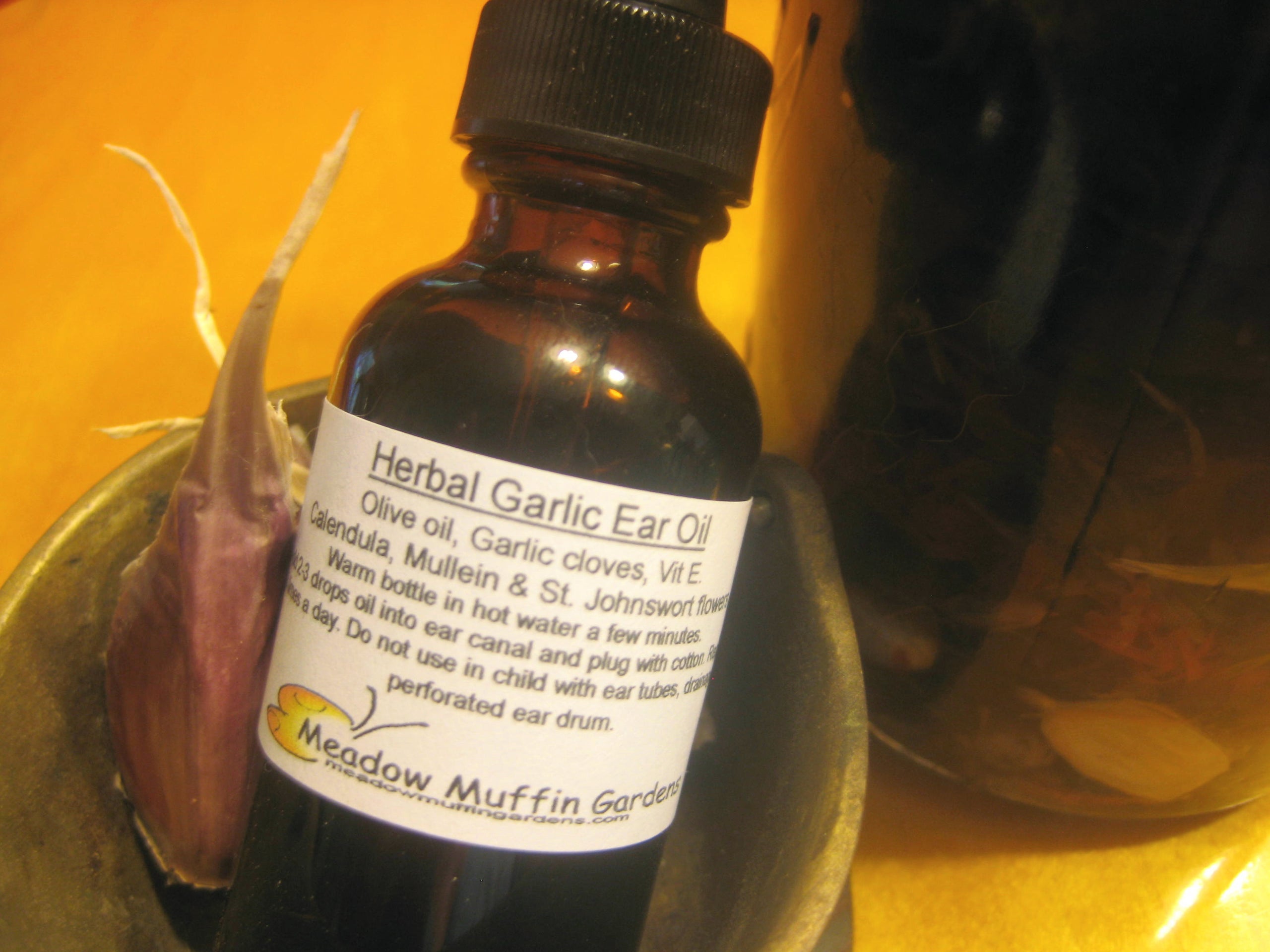 Herbal Garlic Ear Ache Olive Oil Meadow Muffin Gardens
